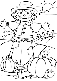 Autumn Scene With Scarecrow Coloring Page From Fall Category Select From Scarecrow Coloring Pages Free Printable Fall Coloring Pages Halloween Coloring Pages