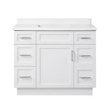 Brescia 42 inch bathroom vanity in white with single basin vanity top in white ceramic and mirror this modern 42 inch single sink bathroom vanity set with ceramic vanity top is a perfect combination of elegance and value. Home Decorators Collection Lincoln 42 Inch Bath Vanity In White With White Cultured Marble The Home Depot Canada