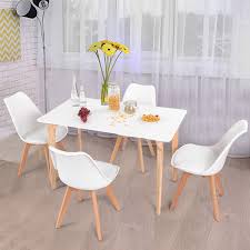 Unexpected uncle shows up to thanksgiving? Costway 5 Piece Mid Century Dining Set Rectangular Table And 4 Chairs Modern White Walmart Com Walmart Com