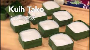 Bahagian hijau 80g tepung hoen kwe hijau (pandan) 80g air 200g. Kuih Tako Taco Water Chestnut Coconut Dessert æ³°å¼é©¬è¹„ç³• Youtube