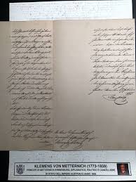 I am not a native english speaker and i have to translate this. Klemens Von Metternich Signed Manuscript On Headed Paper Catawiki