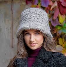 Women's Gray Lambskin Hat