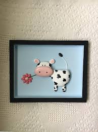 Cow Decor Cow Art Cow Pebble Art Framed Nursery Decor Etsy Cow Decor Baby Wall Art Pebble Art