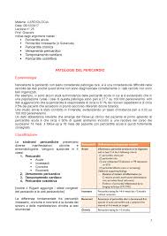 Una pericardite acuta, un processo inﬁammatorio coinvolge i due foglietti pericardici. Cardiologia Lezione 25 05 Studocu