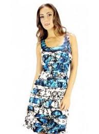 Tango Mango Women S Sleeveless Abstract Printed Ruffle Dress Blue Multi Golf Dresses Dresses Golf Outfits Women
