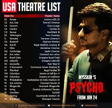 Click on any of the movie poster images for complete information about each movie in. Primemedia On Twitter Psycho Usa Theater List This Is Not For Weak Hearts Mskfilm Movies Varusath2003 Udhaystalin Menennithya Aditiraohydari Doublemprod Mysskin Ilayaraja Https T Co A0pbfaisf7