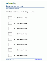 1st Grade Place Value And Number Charts Worksheets Free Printable K5 Learning In 2020 Tens And Ones Place Value Worksheets Grade 1