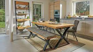Ash wood bench with fruit trees branches inlay. Bourton Dining Table Sterling Furniture
