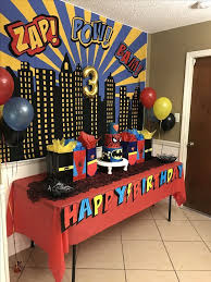 Cake Table For Batman Spider Man Superman Superhero Birthday Party Marvel Birthday Party Superman Birthday Party Mens Birthday Party