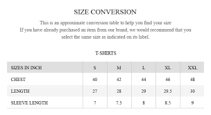 Size Guide Brumano Pakistan