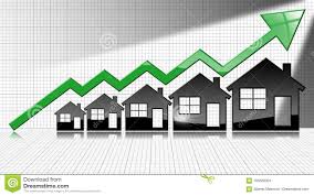 Growing Real Estate Sales Graph With Houses Stock