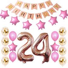 Do you see a couple in the corner? 24th Birthday Decorations Party Supplies Happy 24th Birthday Confetti Balloons Banner And 24 Number Sets For 24 Years Old Party Rose Gold Walmart Com Walmart Com
