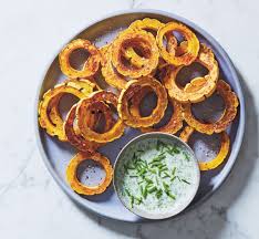 Delicata Rings With Kefir Ranch Dip Recipe On Food52 Recipe In 2020 Ranch Dip Recipe Food 52 Kefir