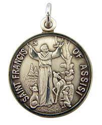 Saint St Francis Of Assisi With Animals 7 8 Inch Sterling Silver Medal Pendant Francis Of Assisi St Francis Assisi