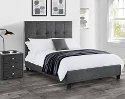 Aston fabric bed with footboard. Sorrento Slate Grey Fabric Bed