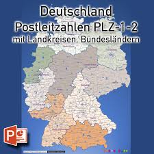 Weitere ideen zu deutschland karte bundesländer, karte bundesländer, landkarte deutschland. Powerpoint Karte Deutschland Postleitzahlen Plz 2 2 Stellig Mit Landkreisen Bundeslandern Din A2 Grebemaps B2b Kartenshop