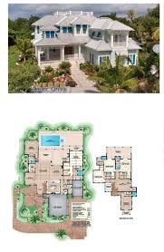 Beach House Plan 2 Story Coastal Home Floor Plan With Cabana Beach House Floor Plans Beach House Plan Florida House Plans