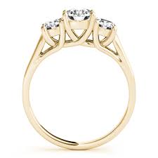 Women are choosing to set their engagement. Overnight 10k Yellow Gold Three Stone Round Engagement Ring Malak Jewelers Charlotte Nc