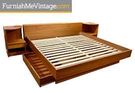 Platform bed with bookshelves underneath. King Size Teak Platform Bed Made In Canada