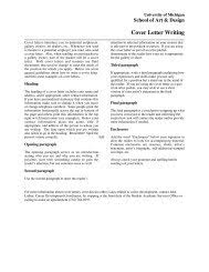 Writing a cover letter is essential when applying for jobs. Portfolio Preparation University Of Michigan School Of Art And Design