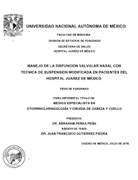 Manejo de la disfunción valvular nasal con técnica de suspensión modificada  en pacientes del Hospital Juárez de México