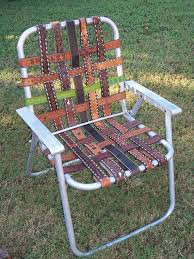 Vintage Aluminum Folding Lawn Chair Re Webbed With Vintage Western Belts Yee Haw 250 00 Via Etsy Lawn Chairs Old Chair Diy Furniture