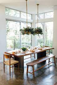 This Warm Modern Home Is The Perfect Dinner Party Spot Live Edge Dining Table Dining Room Table Decor Minimalist Dining Room
