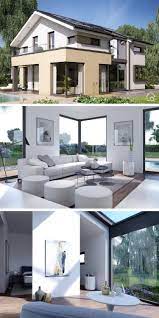 modernes design haus mit satteldach erker balkon bauen einfamilienhaus ideen innen mit galerie architektur innenarchitektur haus architektur balkon bauen