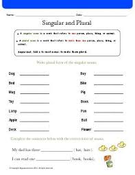 Nouns ending with s, ss, z, zz, x, ch, sh, and tch are made plural by adding es to the singular form: Worksheet Singular And Plural Learn Singular And Plural Form Of Nouns In This Worksheet Plurals Singular And Plural 1st Grade Worksheets