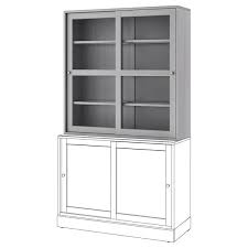 They have served us well for storing and displaying glasses and decorative items, but we bought some new. Havsta Grey Glass Door Cabinet 121x35x123 Cm Ikea
