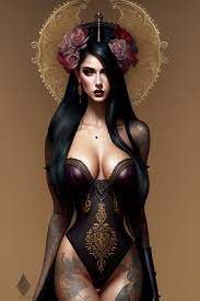 Lexica - Masterpiece of a sexy goth girl with tattoo, intricate, elegant,  highly detailed, digital painting, artstation