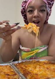 The Lady Making Macaroni and Cheese in The Kitchen Sink