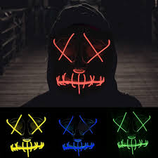El Cold Light Mask Led Light Luminous Halloween Mask Cosplay Glow Led Scary El Wire Light Up Grin Masks Hip Hop Luminous Cross Mask Sale Banggood Com