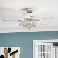 The recommended blade span for small room ceiling fans ranges from 40 to 48. Gold Flamingo 48 Oswaldo 5 Blade Crystal Ceiling Fan With Remote Control And Light Kit Included Reviews Wayfair