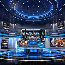 3d Virtual Set News Studio Model Turbosquid 1248991 In 2020 Virtual Studio Tv Set Design Studio