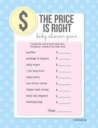 At the bottom have them fill in the total of all the costs combined. The Price Is Right Game For A Baby Shower Baby Shower Games Unique Printable Baby Shower Games Baby Shower
