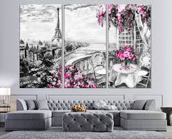 Paris Black And White Canvas Prints Paris Oil Painting Canvas Print Summer Cafe In Paris Romantic Etsy Romantic Wall Art Eiffel Tower Painting Paris Wall Art