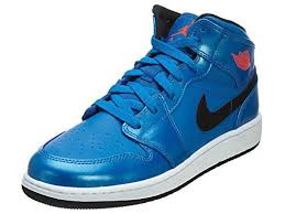 Air Jordan 1 Mid Kids Sport Blue Infrared 23 Black White 6 M Us Jordan Blue Basketball Shoes Air Jordans Jordan 1 Mid