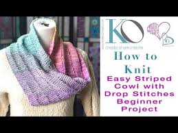 Get the designer recommended yarn on etsy. Serene Easy Knit Stripes Drop Stitch Cowl Simple Knitting Beginner Project Youtube
