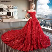 Shop premier designer gowns, in a variety of silhouettes, at neiman marcus. Luxury Long Train Wedding Dress 2019 Ball Gown Off Shoulder Red Wedding Gowns Plus Size Short Sleeve Wedding Dress Vestido Novia Buy At The Price Of 116 80 In Aliexpress Com Imall Com