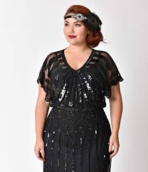 Plus Size 1920s Black Beaded Deco Angelina Maxi Flapper Dress At Amazon Women S Cloth Plus Size Flapper Dress Plus Size Vintage Dresses Plus Size Ivory Dresses