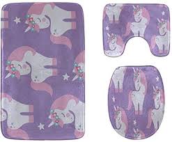 Bathroom Mat Set For Kids Unicorn Particluar Design 3 Piece Soft Shower Bath Rugs Contour Mat And Toilet Sea In 2020 Toilet Seat Lid Covers Bathroom Mat Sets Bath Rugs