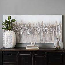 Original fine art acrylic painting on a stretched canvas. Gray Snowfall On Mountain Canvas Art Print Kirklands