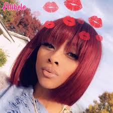 Light auburn hair color 21. Alibele 1b 99j Burgundy Human Hair Wig Short Bob Wig With Bangs Red Colored Full Machine Wig 12 Inch Brazilian Straight Hair Wig Full Machine Wigs Aliexpress