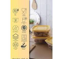 Lock & Lock Plastic Easy Lock Square Food Storage Container With Yellow  Lid, Set Of 3, 610 Ml, Transparent