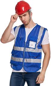 Genuine cowhide leather vest 3 press stud chest pockets 2 zipper deep belly pockets 2 cargo case. X Large Blue Safety Vest Reflective With Pockets And Zipper High Visibility Reflective Stripes Multi Pocket Hi Vis Mesh Vest For Men And Woman Xl Blue Amazon Com