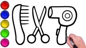 Experts in dimensional hair color, hair extensions and well known for giving the best haircuts to men, women and kids. How To Draw Salon Equipment And Tool For Kids How To Draw Barber Tools Scissors Comb Hairdryer Youtube