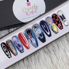 Bts Jimin Bespoke False Nails Fake Nails Press On Nails Etsy Fake Nails Army Nails Press On Nails