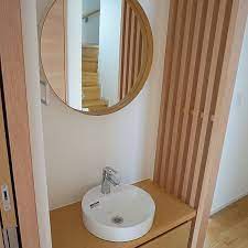 バス トイレ 格子スクリーン テオリゼロミラー teori 手洗いカウンター などのインテリア実例 2018 03 27 16 17 08 roomclip ルームクリップ 玄関 手洗い リノベーション 洗面台 玄関 洗面