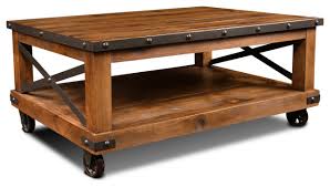 This industrial coffee table build was easy and i love the way it turned out! Larson Cross Bar Coffee Table With Caster Wheels Industrial Coffee Tables By Crafters And Weavers